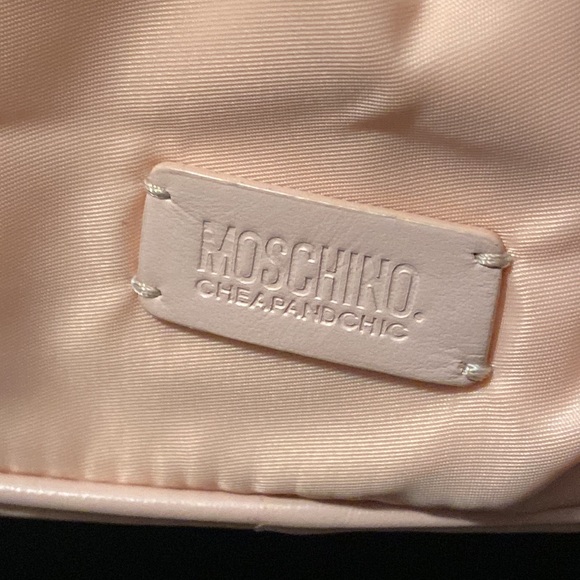 Moschino CHEAP and CHIC Small Handbag Pink Nylon Leather Trim Circle Rivets - Picture 2 of 8